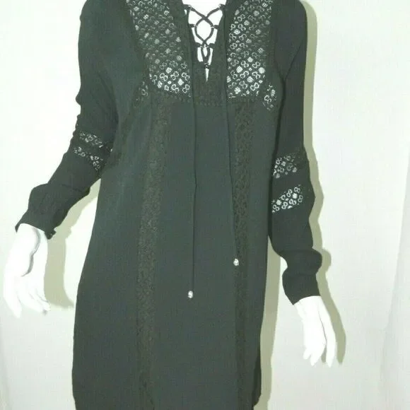 Anthropologie Current Air Black Boho Chic Tunic - Picture 1 of 11